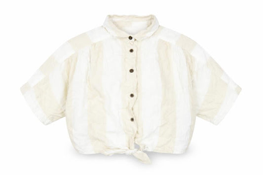BDG Womens Beige Check Linen Cropped Button-Up Size XS Collared