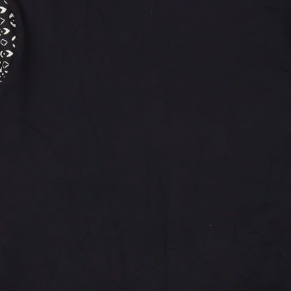 Marks & Spencer Womens Black Geometric Polyester Basic T-Shirt Size 10 Round Neck