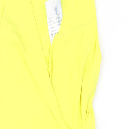 Warehouse Womens Yellow Polyester Wrap Blouse Size 8 V-Neck