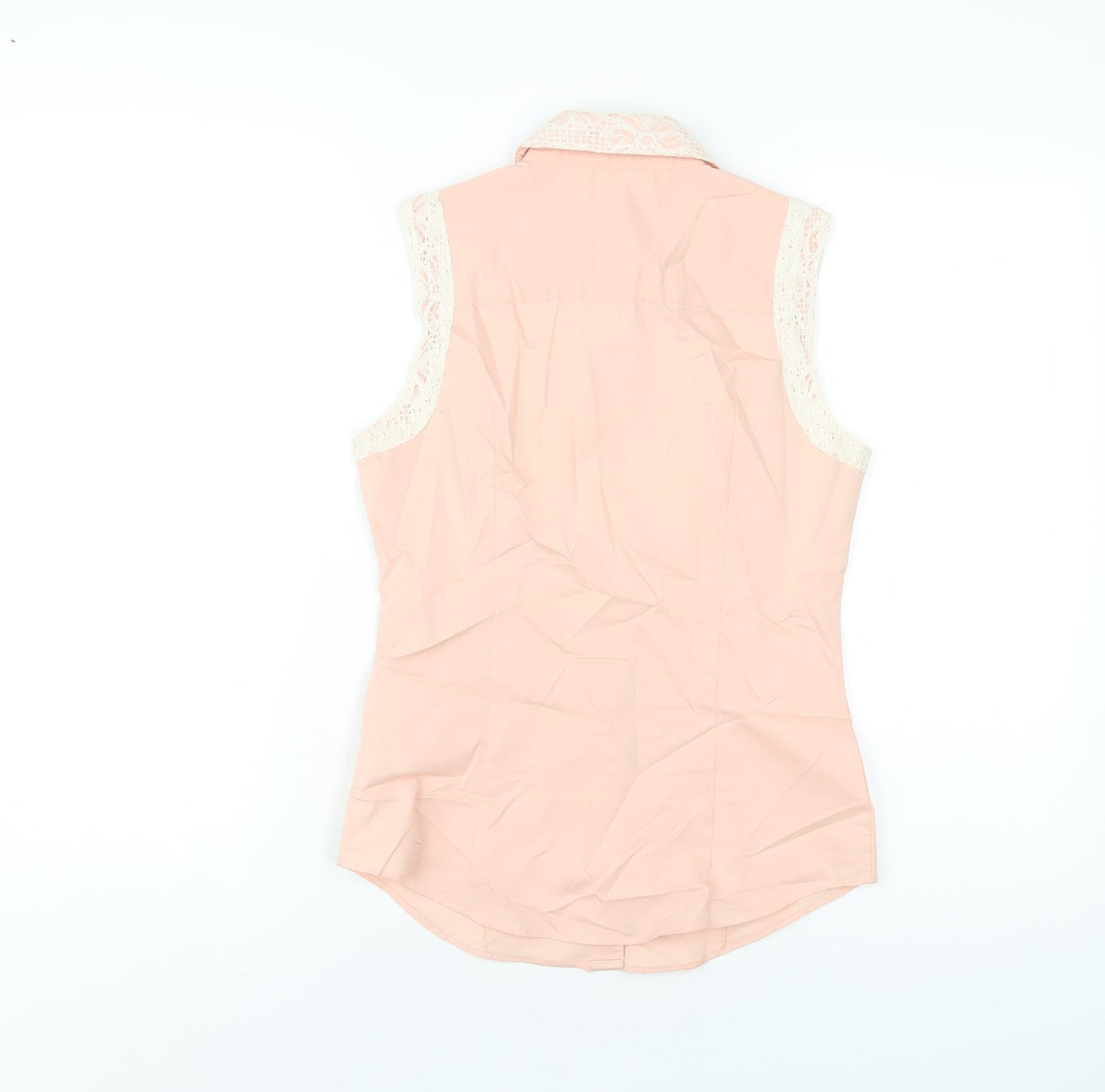 NEXT Womens Pink Cotton Basic Button-Up Size 6 Collared