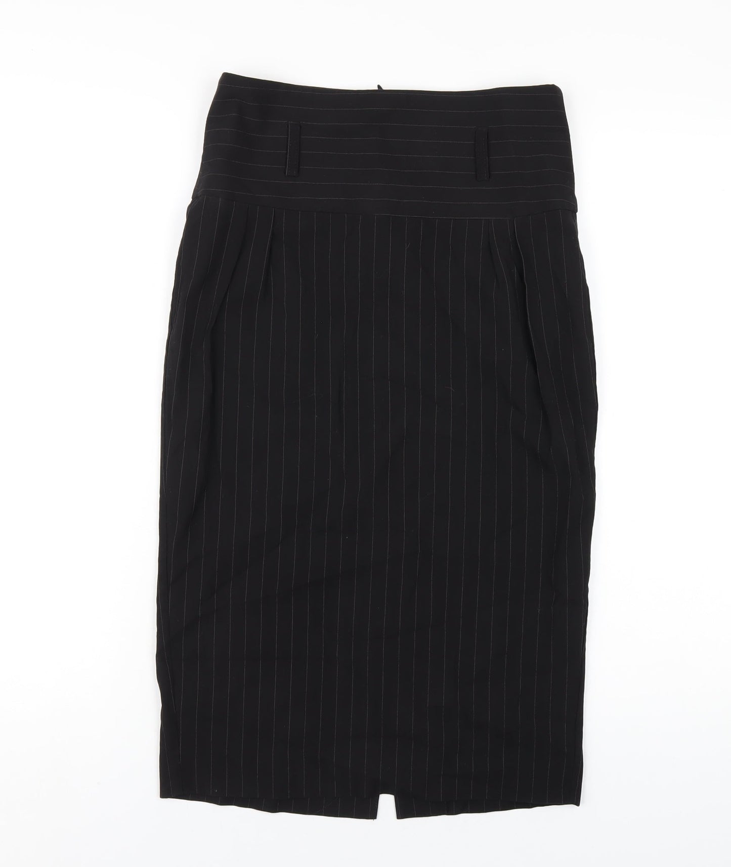 Select Womens Black Striped Polyester Straight & Pencil Skirt Size 10 Zip