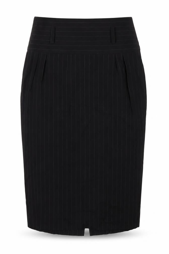 Select Womens Black Striped Polyester Straight & Pencil Skirt Size 10 Zip