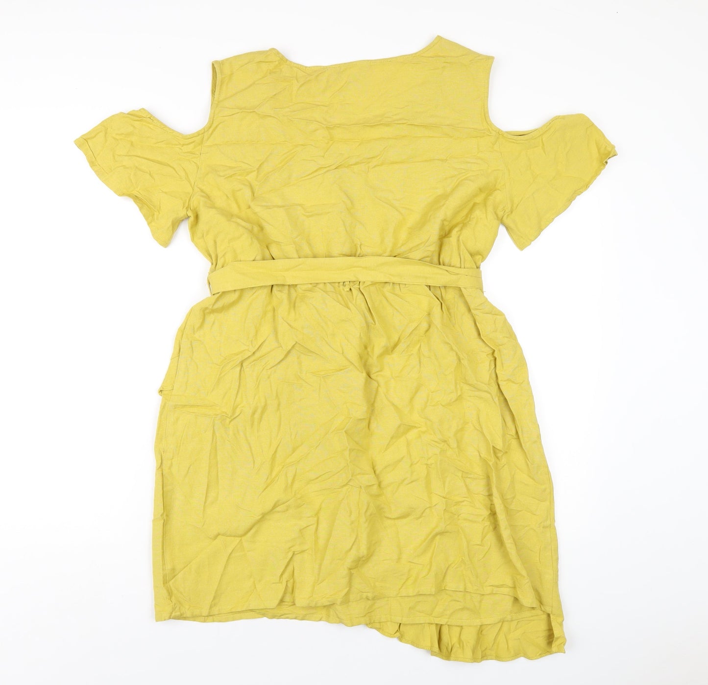 Anthology Womens Yellow Cotton A-Line Size 14 Round Neck Pullover