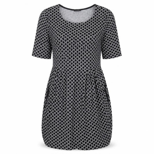 River Island Womens Black Geometric Cotton A-Line Size 14 Round Neck Pullover