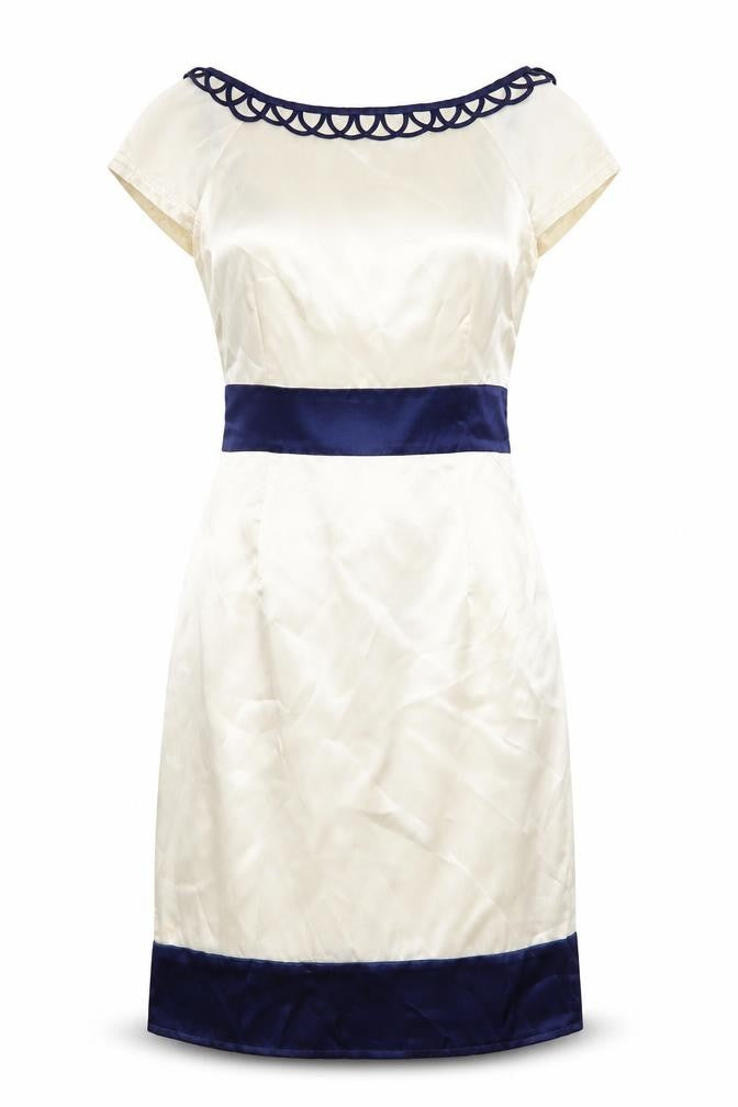 ASOS Womens Ivory Polyester A-Line Size 8 Round Neck Zip