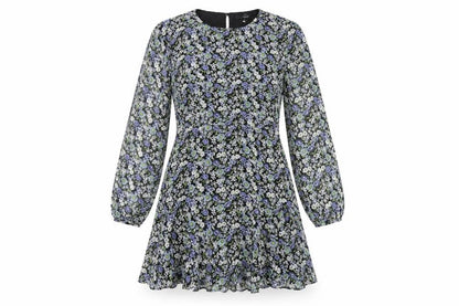 Next Womens Multicoloured Floral Polyester A-Line Size 10 V-Neck Zip