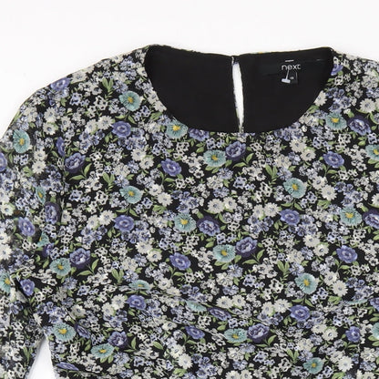 Next Womens Multicoloured Floral Polyester A-Line Size 10 V-Neck Zip