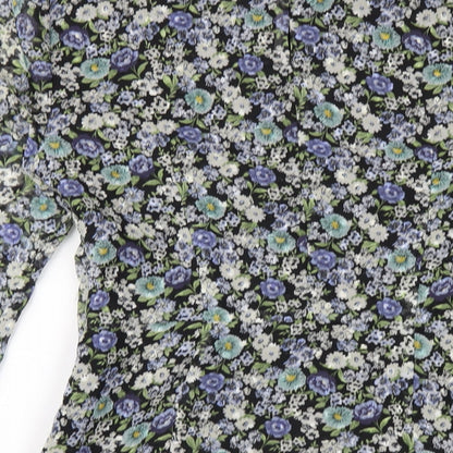 Next Womens Multicoloured Floral Polyester A-Line Size 10 V-Neck Zip