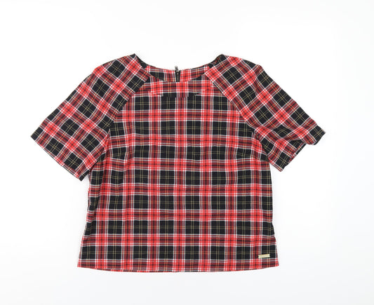 Red or Dead Womens Multicoloured Plaid Polyester Basic T-Shirt Size 10 Round Neck