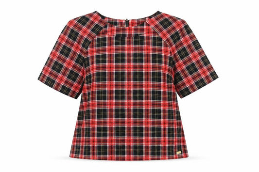 Red or Dead Womens Multicoloured Plaid Polyester Basic T-Shirt Size 10 Round Neck