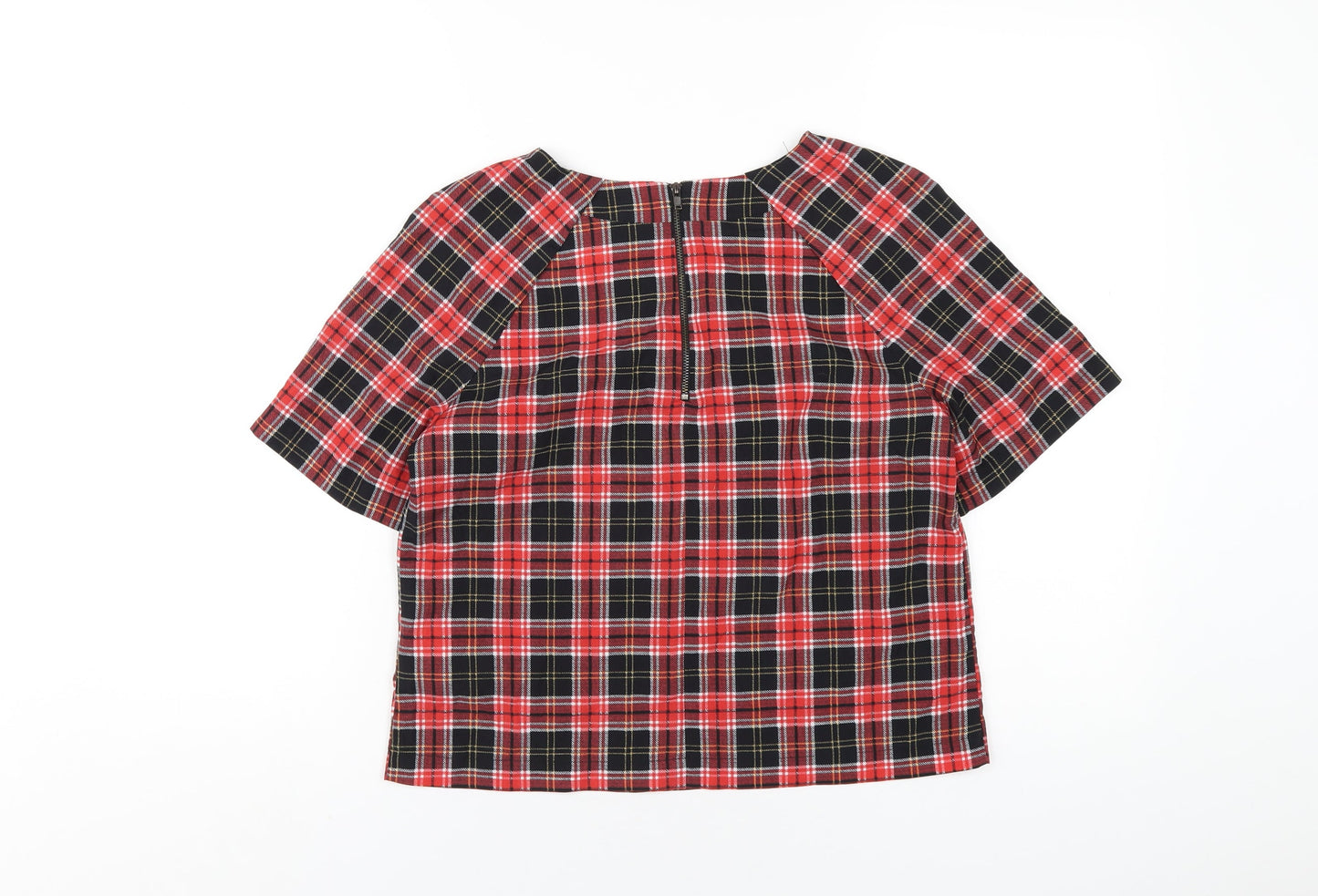 Red or Dead Womens Multicoloured Plaid Polyester Basic T-Shirt Size 10 Round Neck