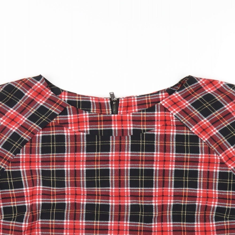 Red or Dead Womens Multicoloured Plaid Polyester Basic T-Shirt Size 10 Round Neck