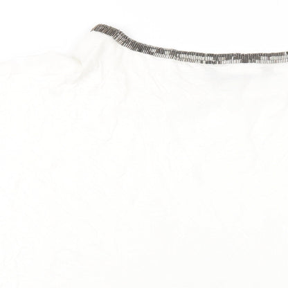 Bonmarché Womens White Polyester Basic T-Shirt Size 24 Round Neck - Beaded Trims