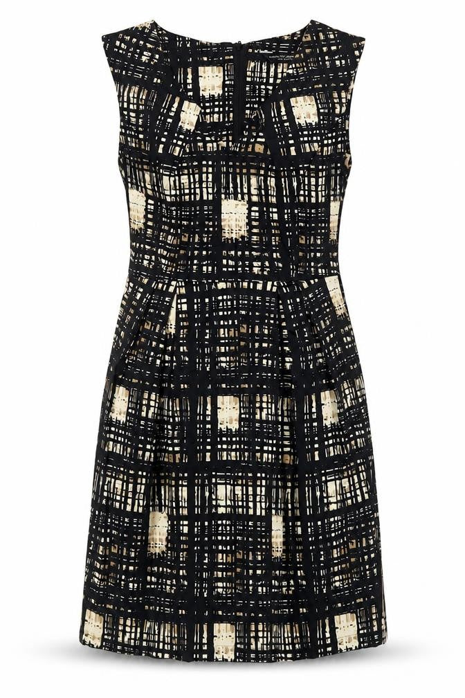 Dorothy Perkins Womens Black Geometric Cotton A-Line Size 12 V-Neck Zip