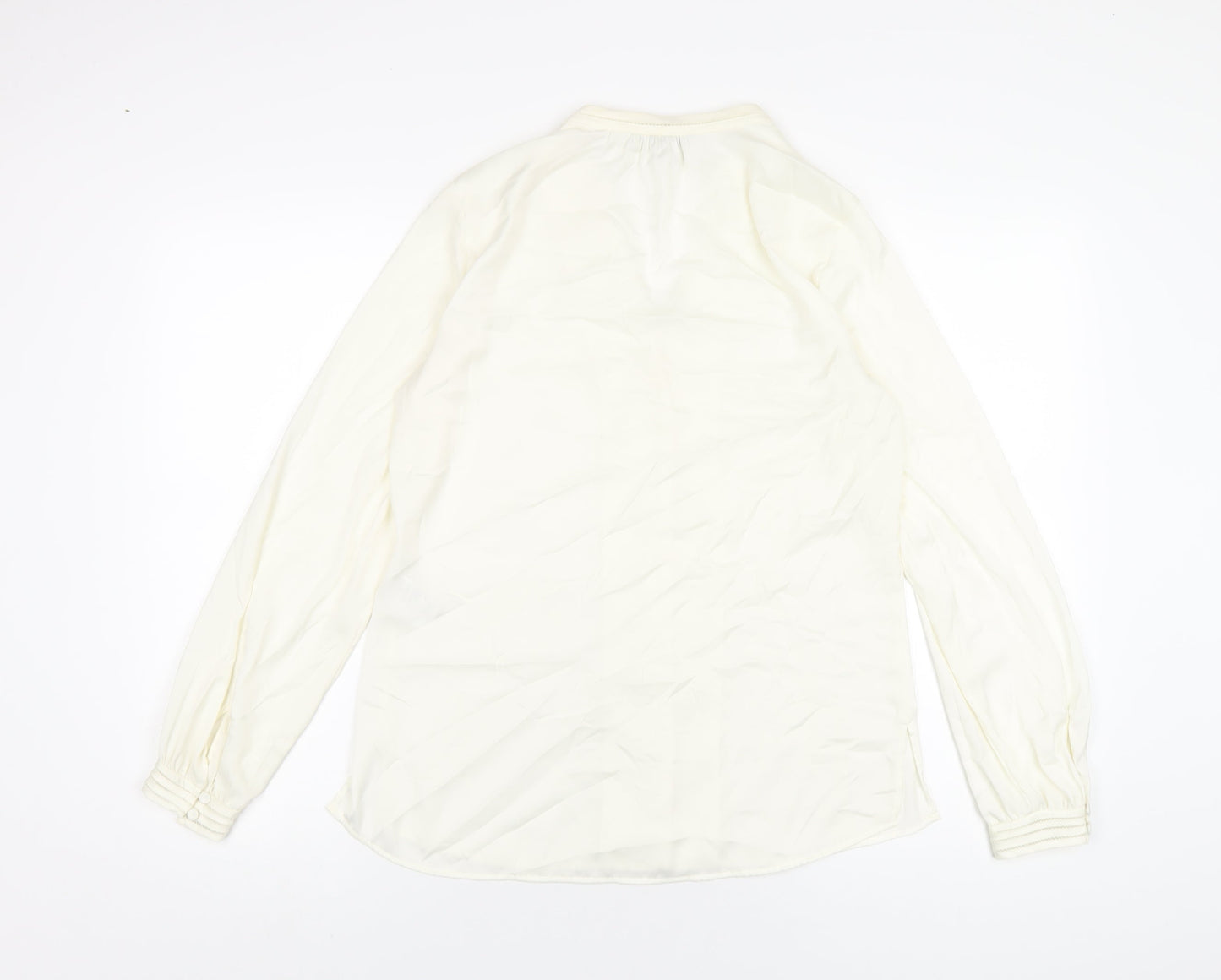 H&M Womens Ivory Polyester Basic Button-Up Size 8 V-Neck
