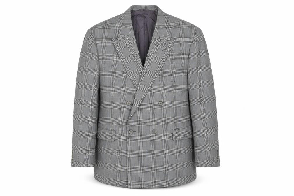 Skopes Mens Grey Plaid Wool Jacket Suit Jacket Size 44 Regular