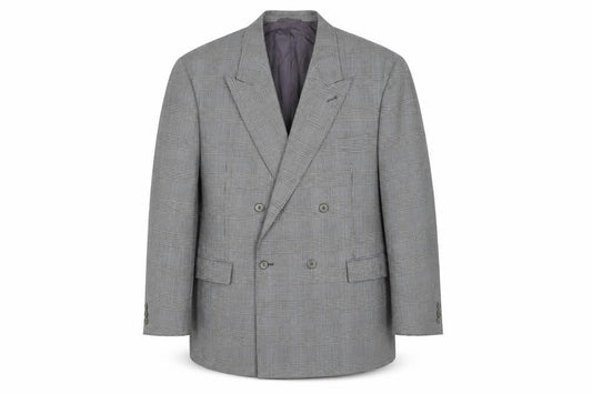 Skopes Mens Grey Plaid Wool Jacket Suit Jacket Size 44 Regular