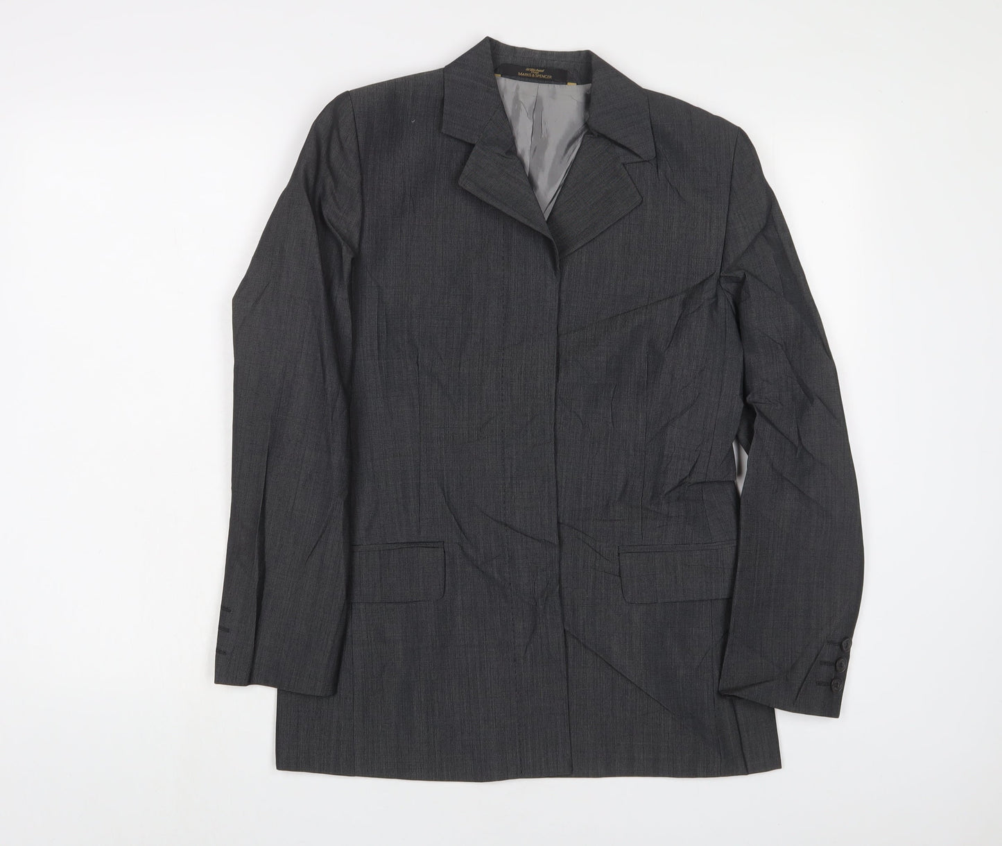 St Michael Womens Grey Jacket Blazer Size 8 Button