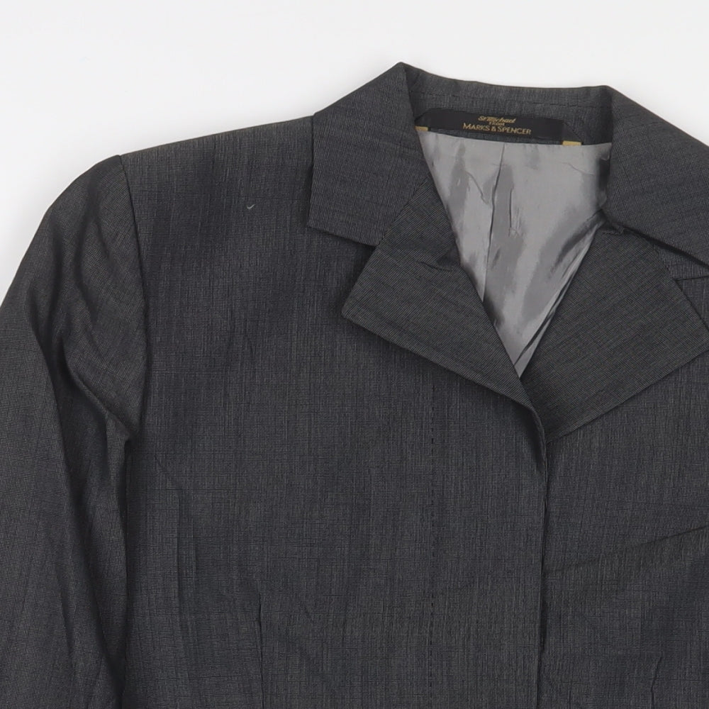 St Michael Womens Grey Jacket Blazer Size 8 Button