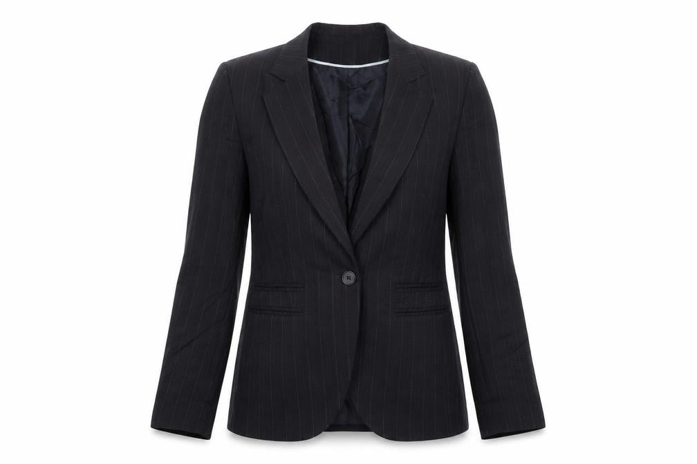 BAY Womens Blue Striped Jacket Blazer Size 12 Button