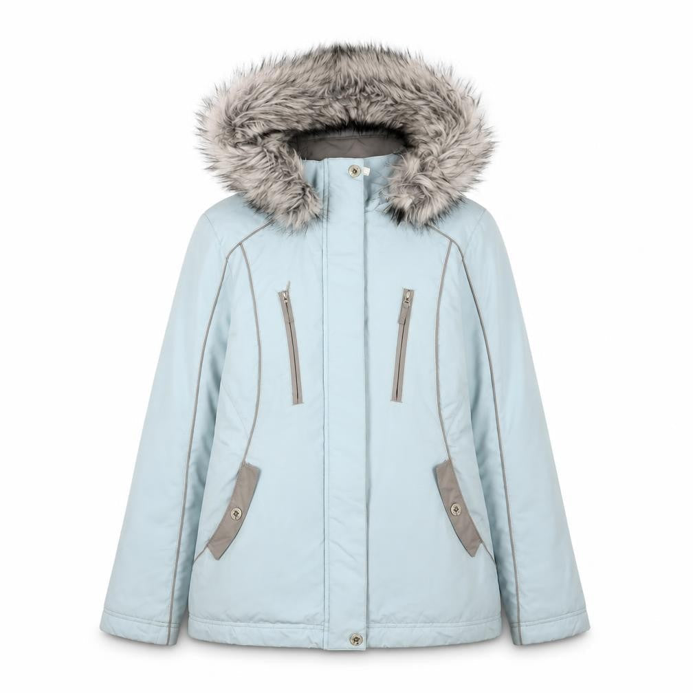 Per Una Womens Blue Parka Coat Size S Zip - Zip Pockets
