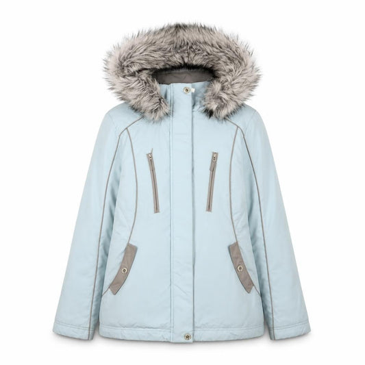 Per Una Womens Blue Parka Coat Size S Zip - Zip Pockets