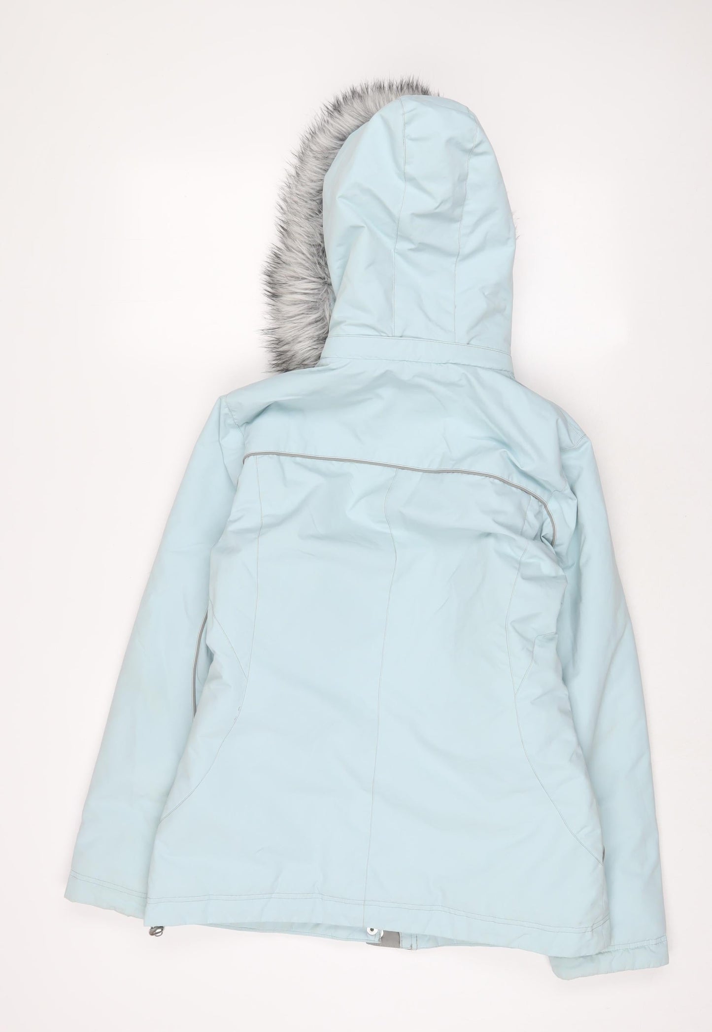Per Una Womens Blue Parka Coat Size S Zip - Zip Pockets