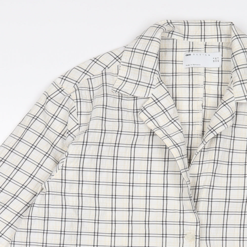 ASOS' Womens Multicoloured Plaid Cotton Basic Button-Up Size 8 Collared - Oversized