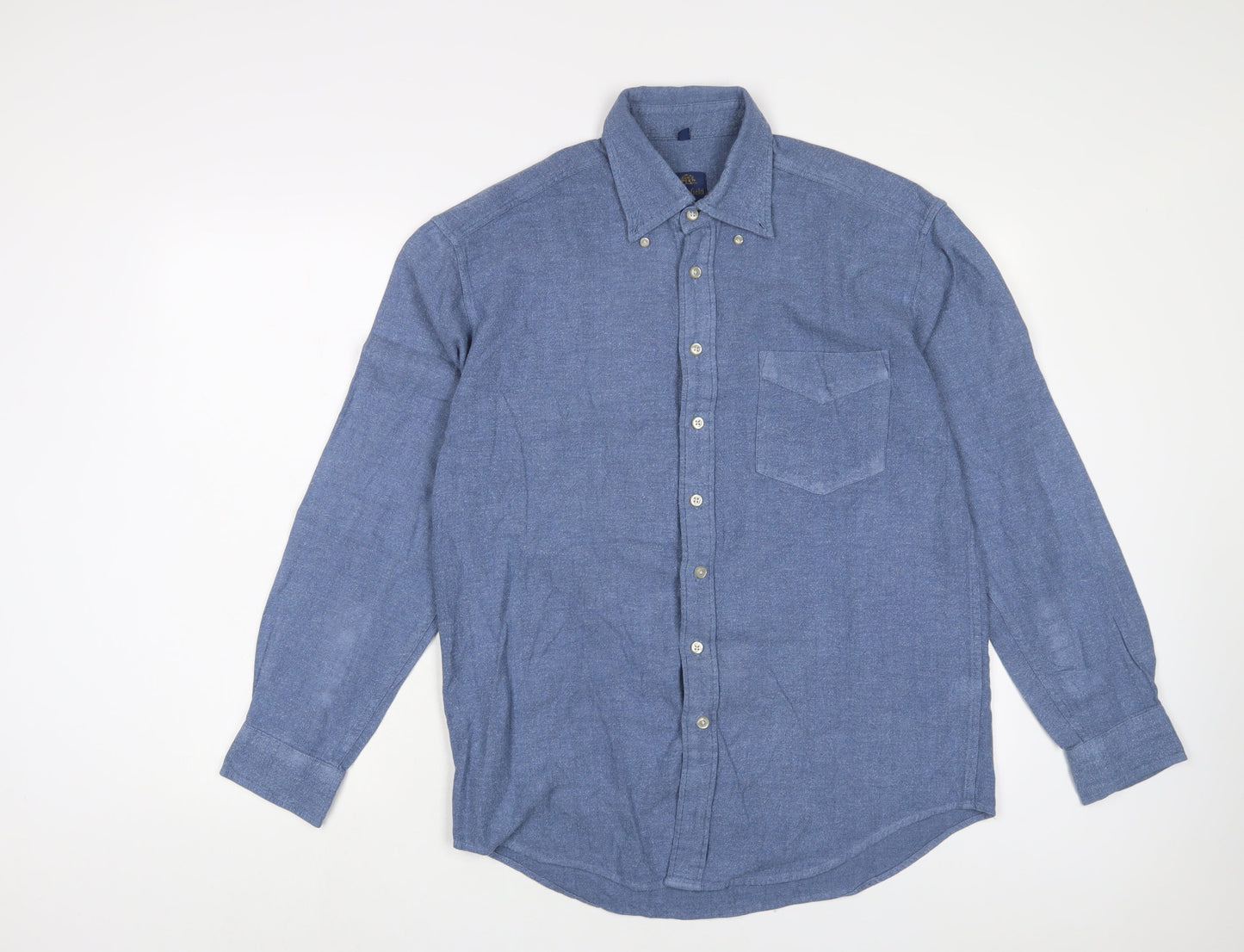Crewfield Mens Blue Cotton Button-Up Size M Collared Button