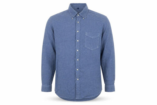 Crewfield Mens Blue Cotton Button-Up Size M Collared Button