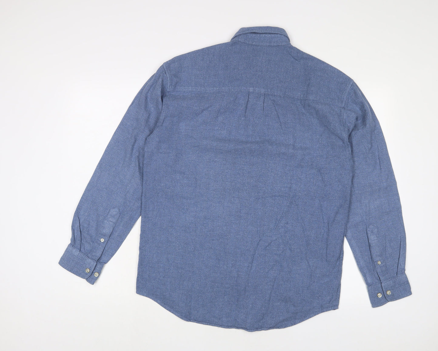 Crewfield Mens Blue Cotton Button-Up Size M Collared Button