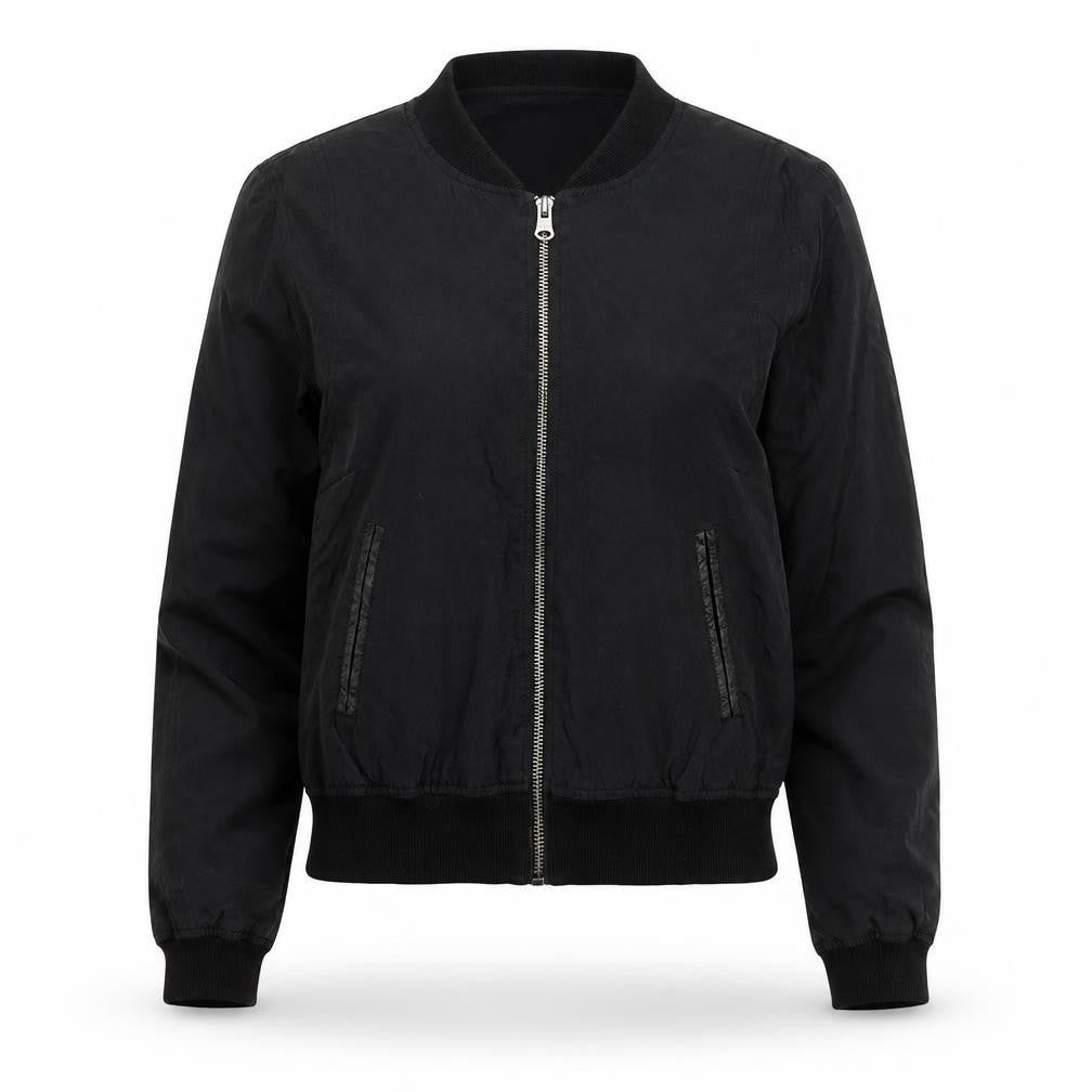 H&M Womens Black Bomber Jacket Jacket Size 6 Zip