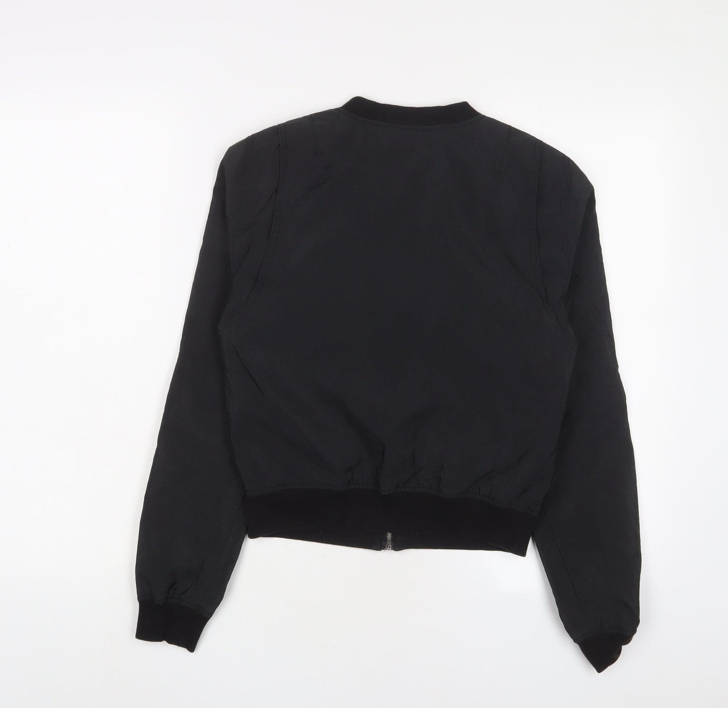 H&M Womens Black Bomber Jacket Jacket Size 6 Zip