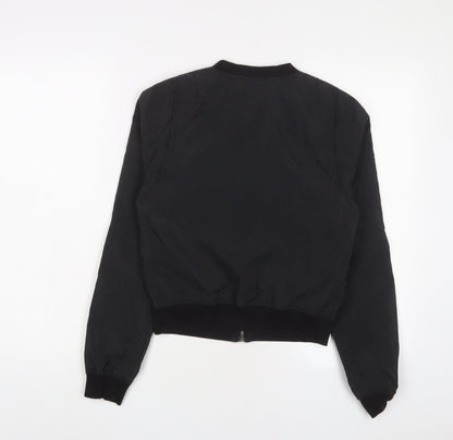 H&M Womens Black Bomber Jacket Jacket Size 6 Zip