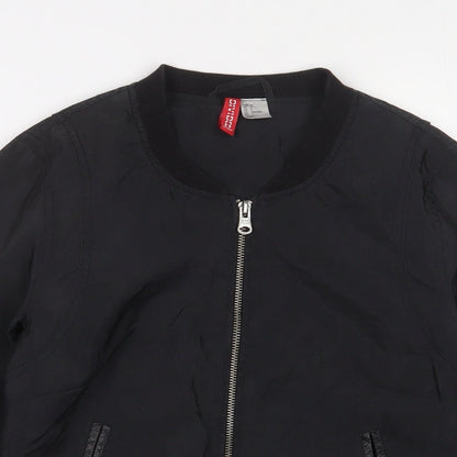H&M Womens Black Bomber Jacket Jacket Size 6 Zip