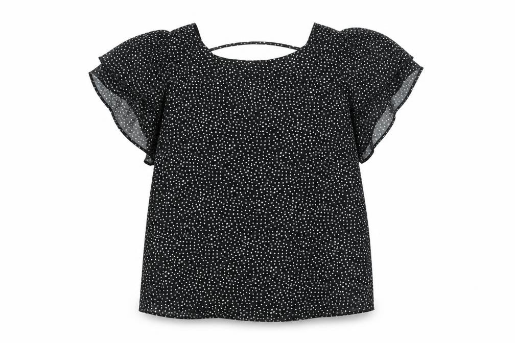 Dorothy Perkins Womens Black Polka Dot Polyester Basic Blouse Size 14 Round Neck