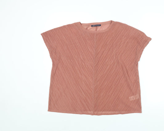 Marks and Spencer Womens Pink Polyester Basic Blouse Size 14 Round Neck