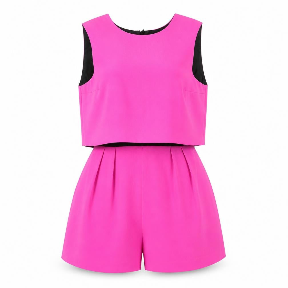Miss Selfridge Womens Pink Polyester Playsuit One-Piece Size 10 Zip - Vented Back