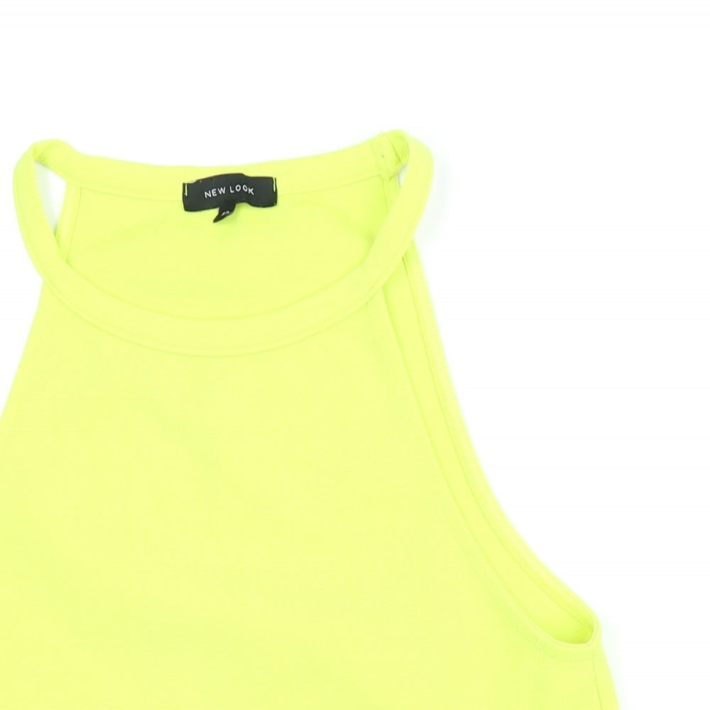 New Look Womens Yellow Polyester Camisole Blouse Size 12 Round Neck