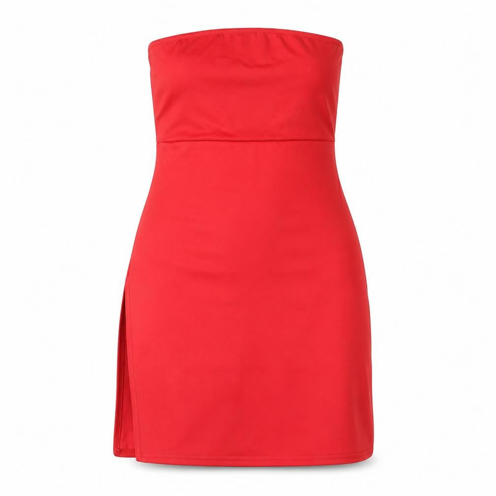 PRETTYLITTLETHING Womens Red Polyester Mini Size 6 Square Neck Pullover - Side Slit