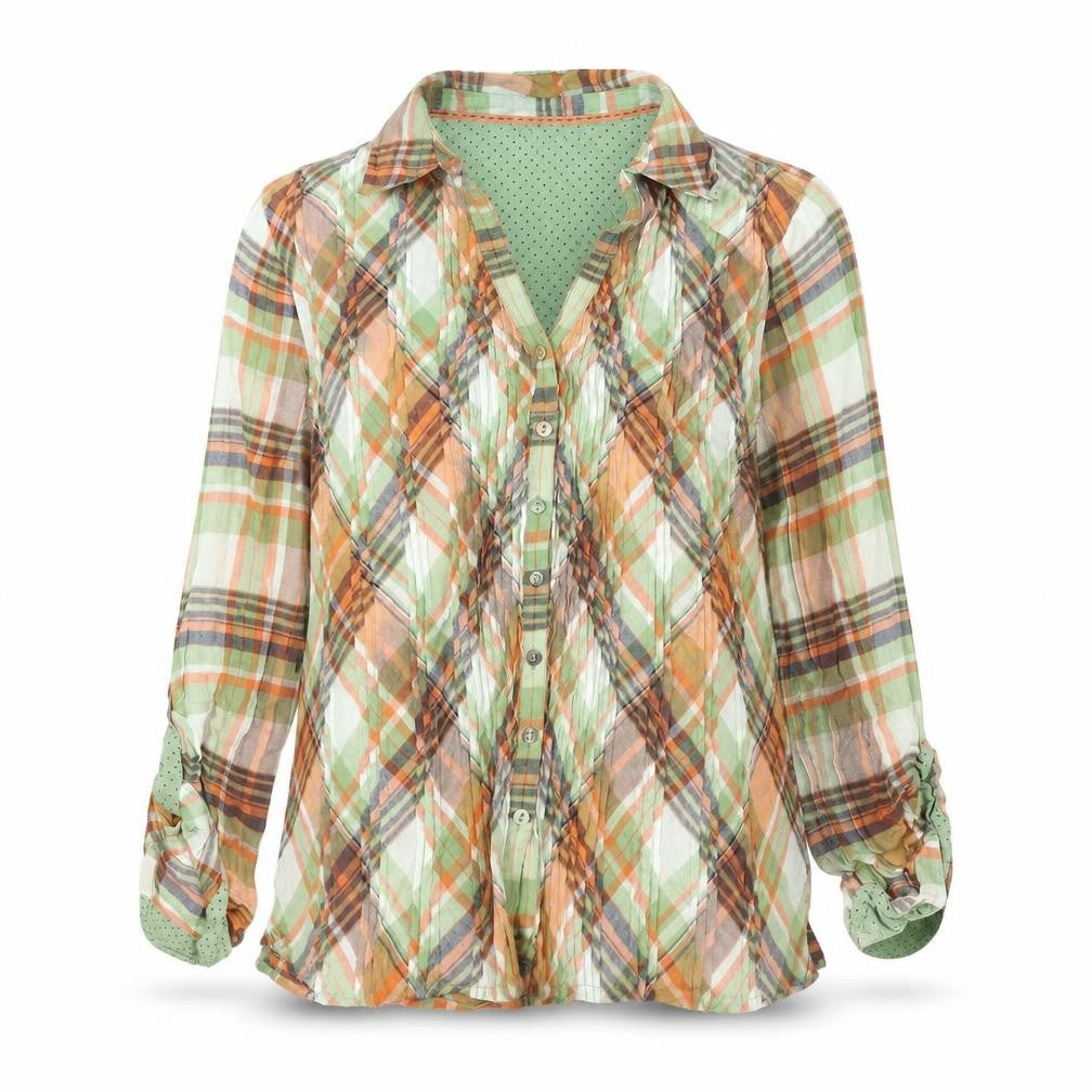 Per Una Womens Multicoloured Check Cotton Basic Button-Up Size 12 Collared