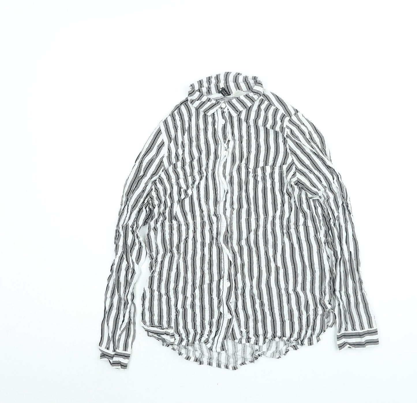 Divided by H&M Womens White Striped Viscose Basic Button-Up Size 6 Collared