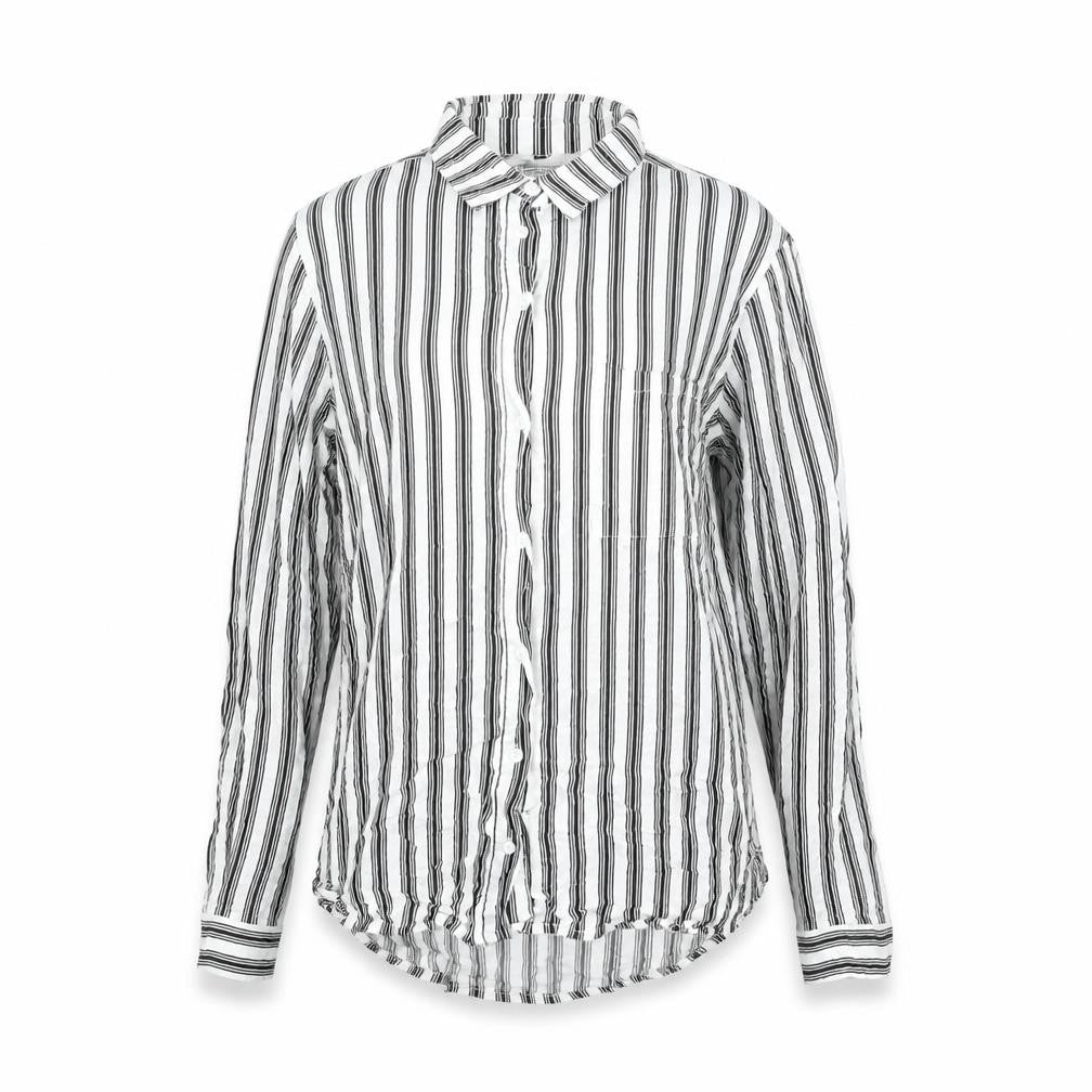 Divided by H&M Womens White Striped Viscose Basic Button-Up Size 6 Collared