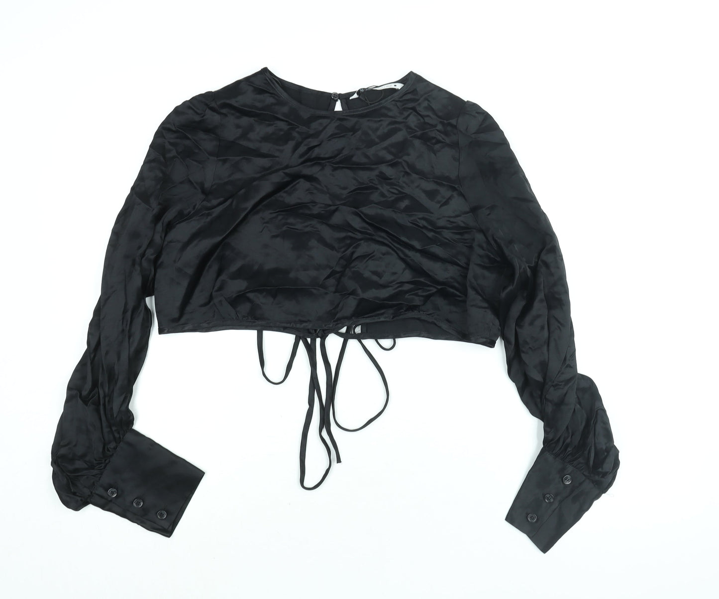 Zara Womens Black Viscose Basic Blouse Size L Round Neck