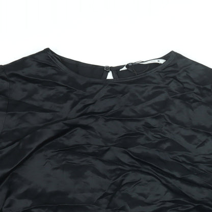 Zara Womens Black Viscose Basic Blouse Size L Round Neck