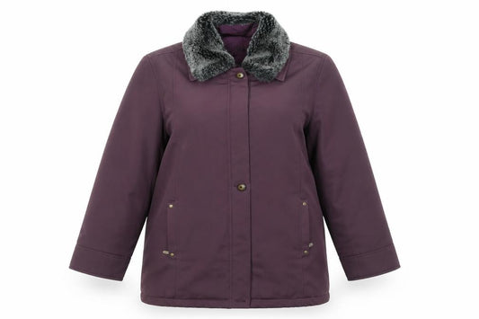 Astraka Womens Purple Overcoat Coat Size S Zip - Removable Faux Fur Collar