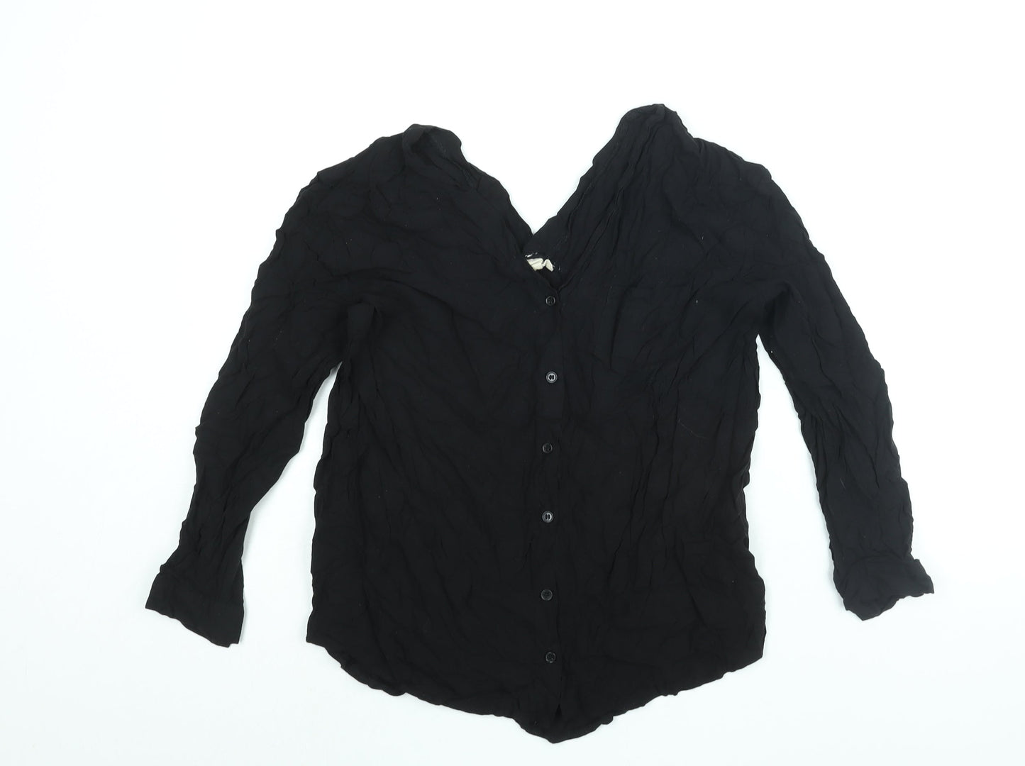 Olive + Oak Womens Black Viscose Basic Blouse Size M V-Neck