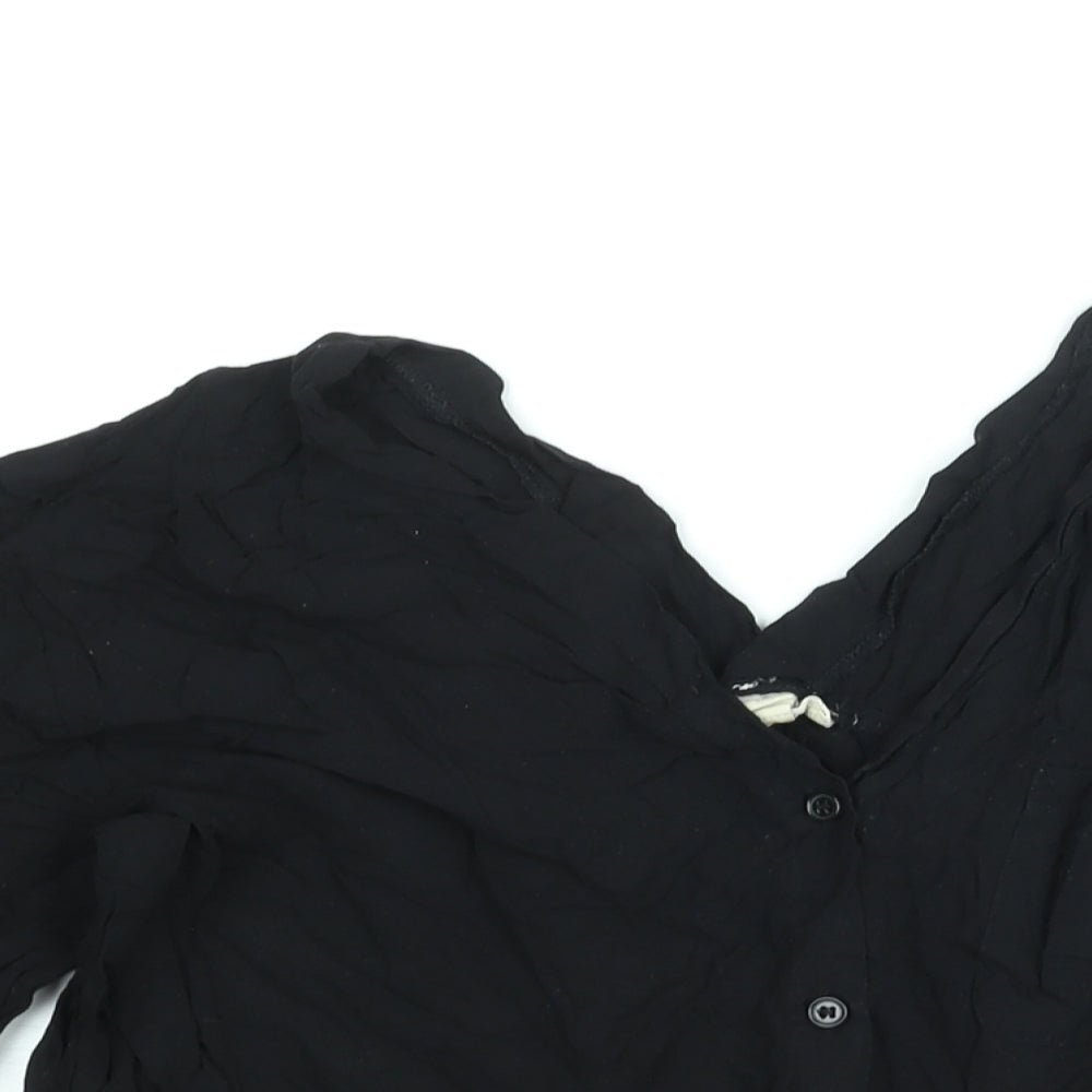 Olive + Oak Womens Black Viscose Basic Blouse Size M V-Neck