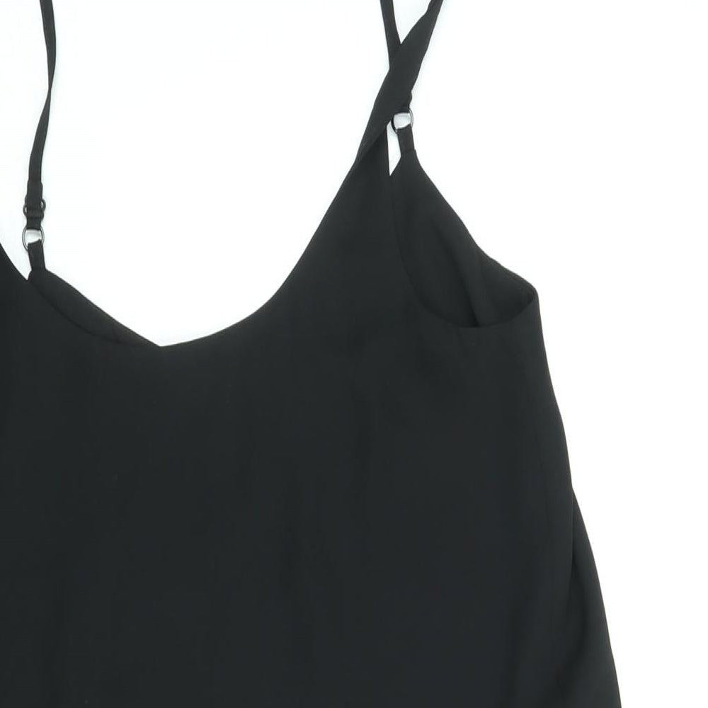 Miss Selfridge Womens Black Polyester Mini Size 8 Scoop Neck Pullover