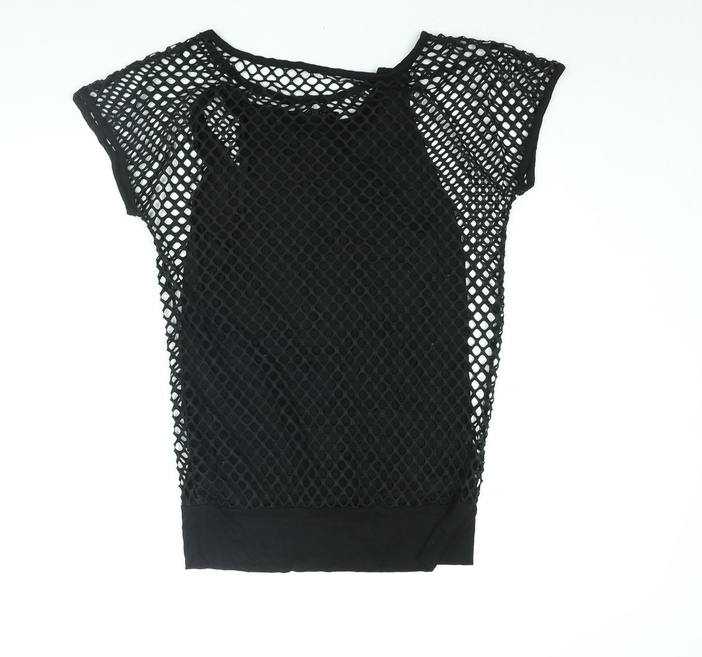 Melrose Womens Black Viscose Basic Blouse Size 14 Round Neck